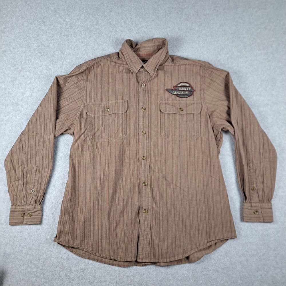 Vintage Harley-Davidson Shirt Mens XL Button Up Snap Collar Embroidered Y2K